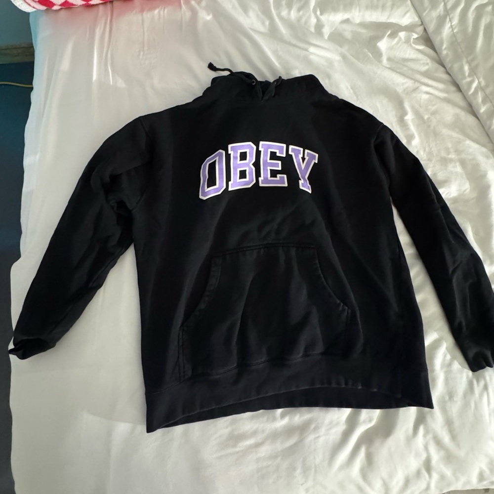 Obey Black Hoodie with White Logo